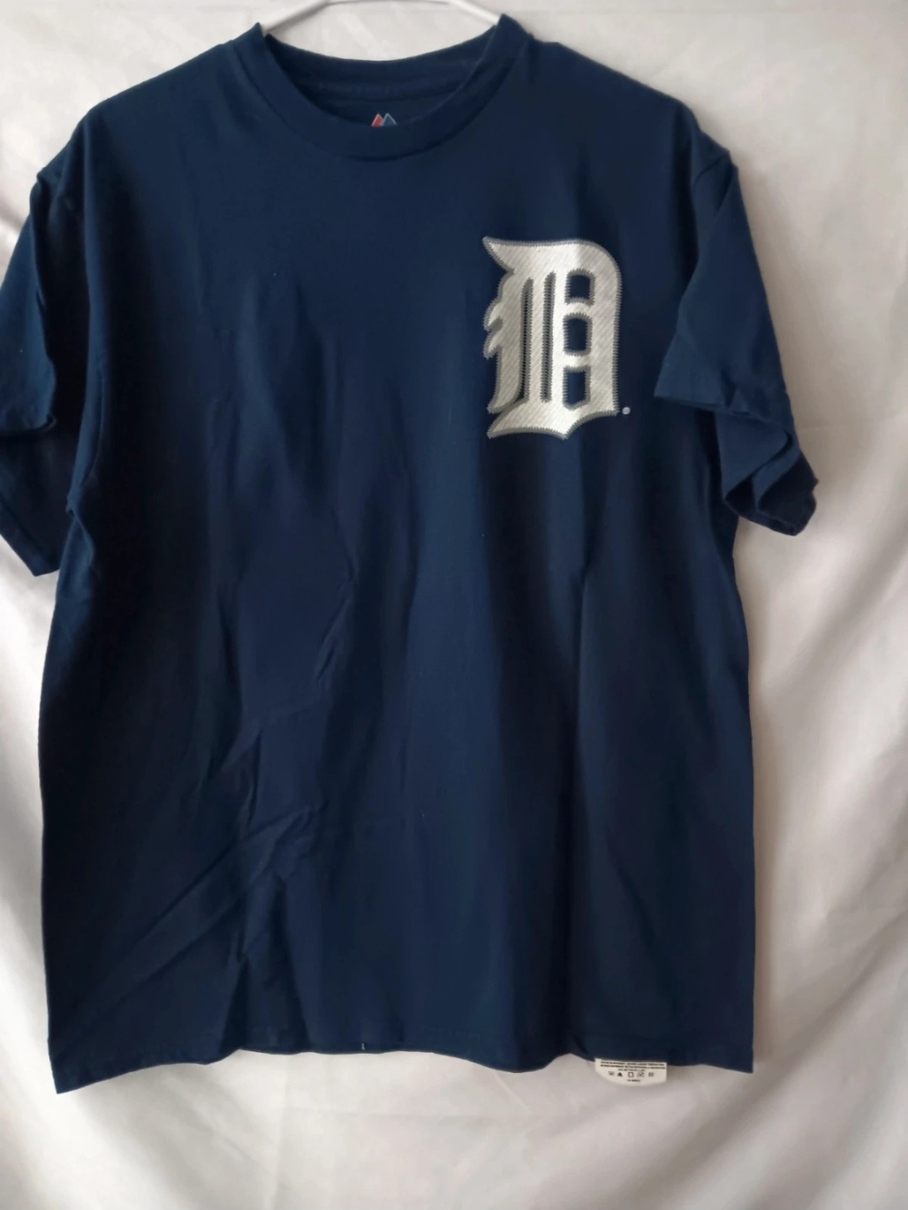 Majestic Navy Short-Sleeve Tee with Silver Detroit D Logo